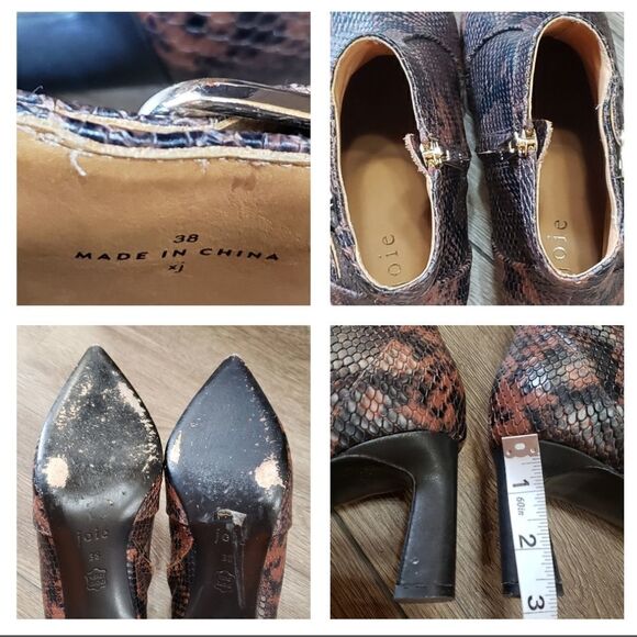 Joie Rawly Snakeskin Leather Ankle Boots Size 38 - Picture 15 of 16